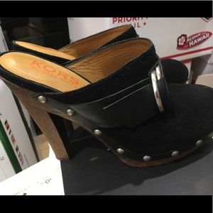 Michael Kors suede mule/clog with wooden heel